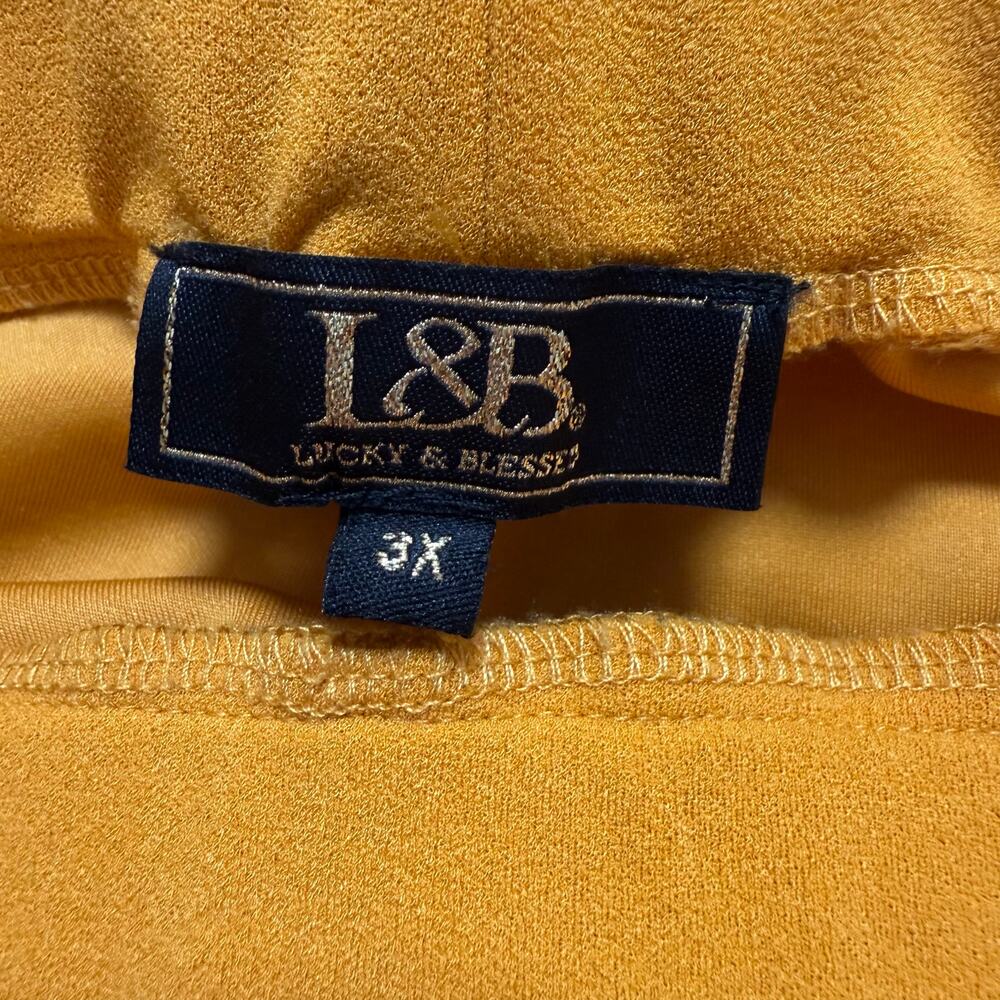 L & B Lucky & Blessed Women's Yellow Mustard Ruffle Flare Pants 3X - Picture 5 of 9
